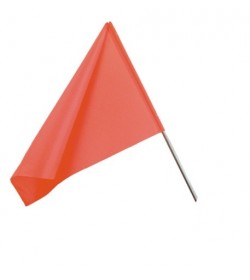 Bandiera segnaletica rossa double face cm. 50x35, manico in plastica.
