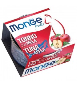 Monge Fruits Tonno con Mela è un alimento complementare pensato per i gatti più raffinati ed esigenti che completa la gamma Mo