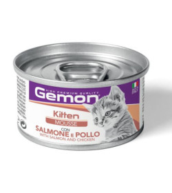 Gemon Kitten Mousse con Salmone e Pollo è un alimento completo per gattini in accrescimento, formulato per fornire tutti i nut
