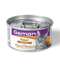 Gemon Adult Mousse con Pollo e Maiale è un alimento completo per gatti adulti, formulato per fornire tutti i nutrienti necessa