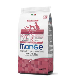 Monge Natural Superpremium All Breeds Adult Monoprotein Manzo con Riso è un alimento completo e bilanciato per cani adulti è c
